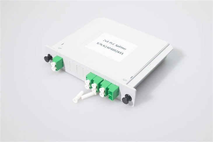 Divisor de fibra óptica PLC de 2*8, casete SC APC