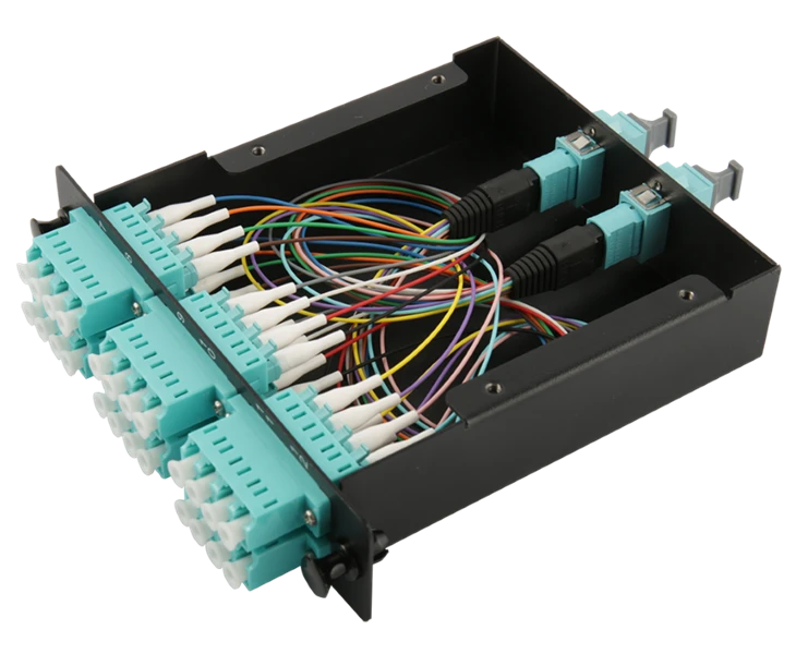 12 casetes 12 fibras OM4 MTP multimodo a 12 LC Duplex Aqua